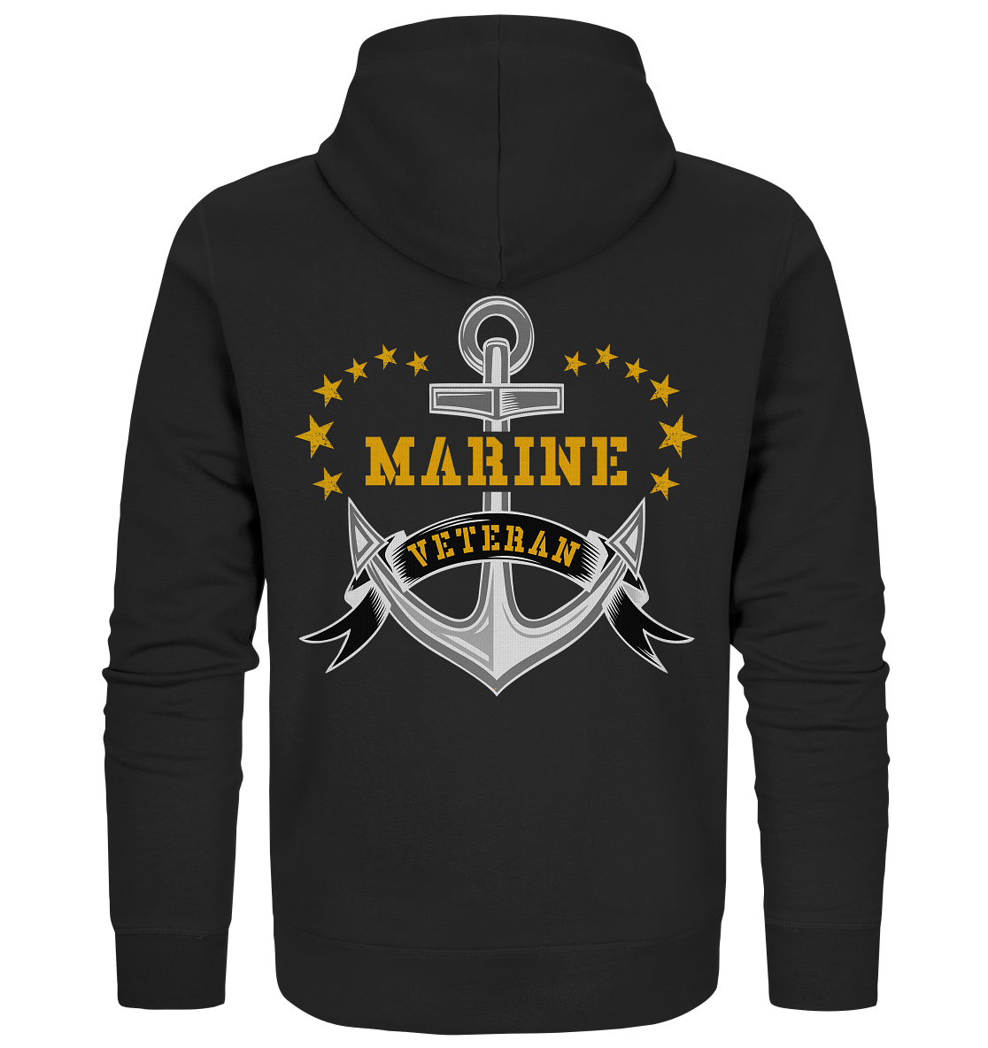 Anker Marine Veteran Rückendruck - Organic Kapuzenjacke