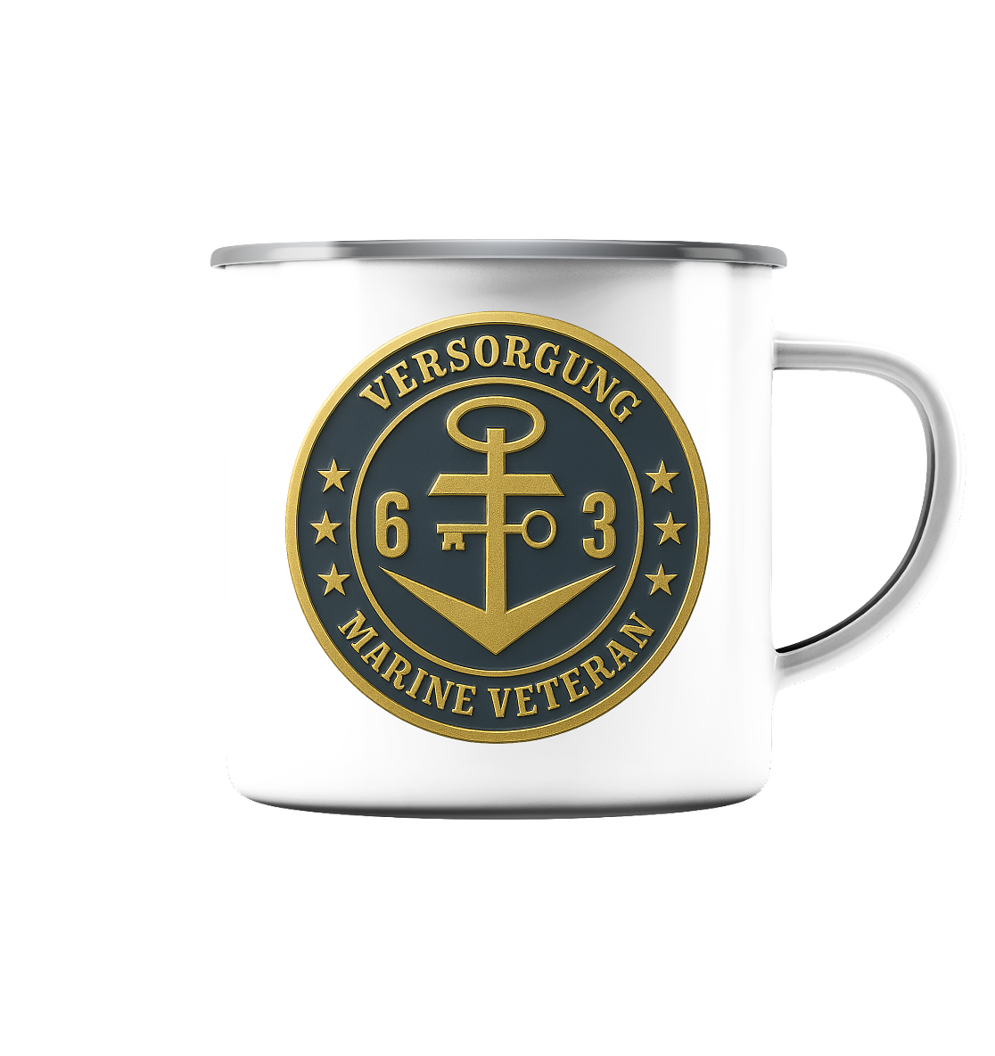 Marine Veteran 63er VERSORGUNG - Metalleffekt - Emaille Tasse (Silber)