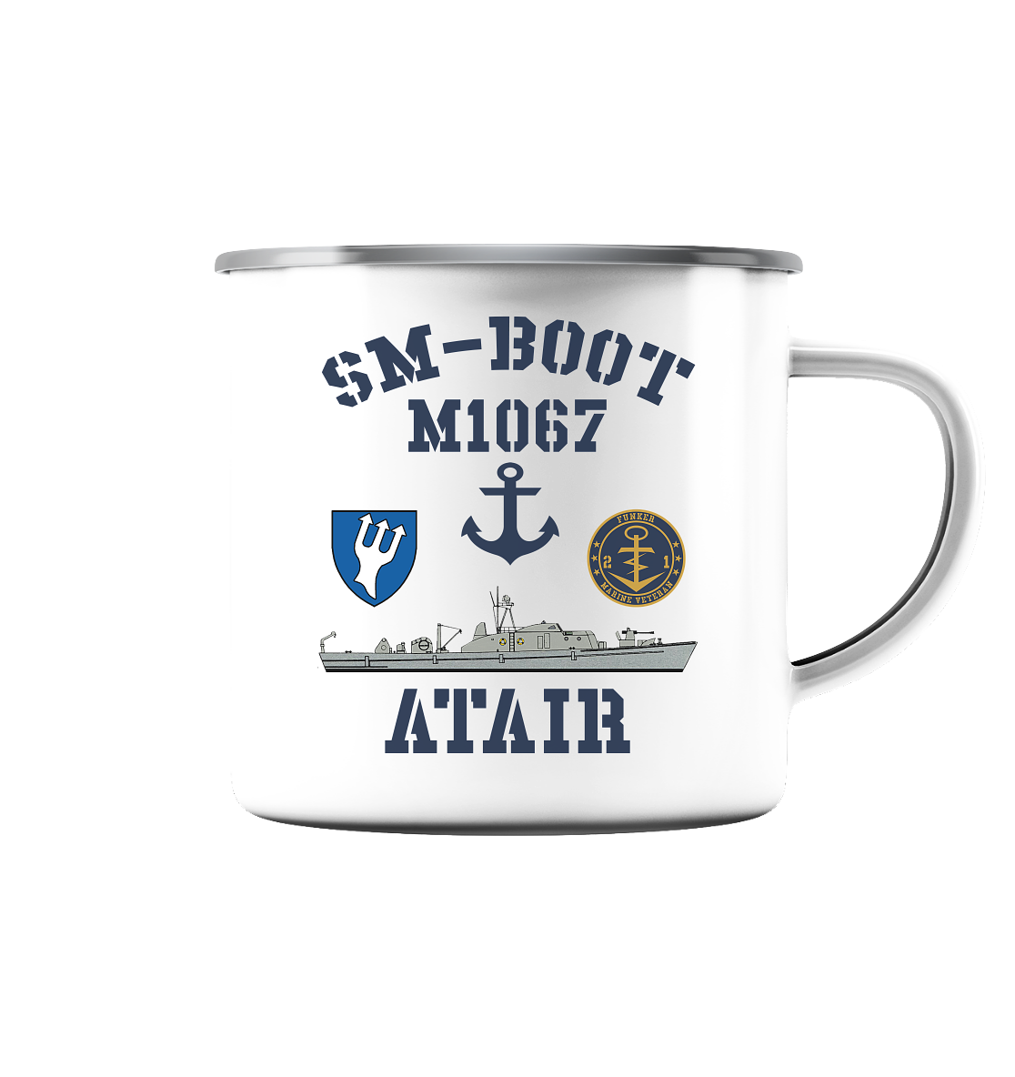 SM-Boot M1067 ATAIR - Emaille Tasse (Silber)