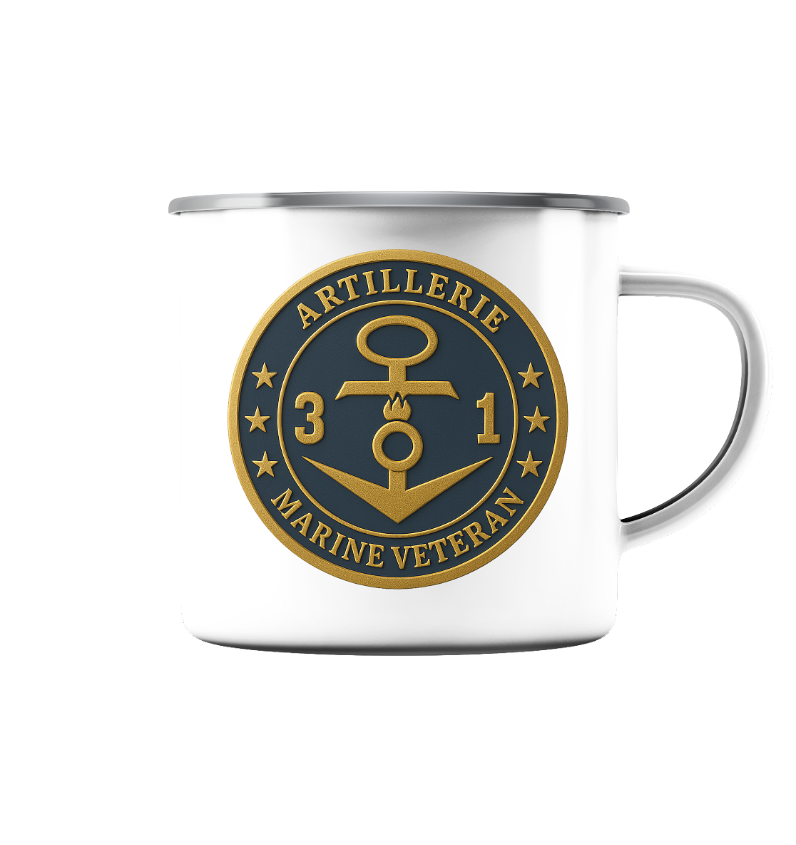 Marine Veteran 31er ARTILLERIE - Metalleffekt - Emaille Tasse (Silber)