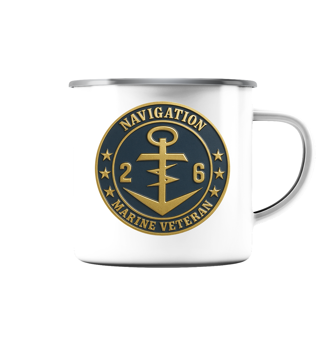 Marine Veteran 26er NAVIGATION - Metalleffekt - Emaille Tasse (Silber)