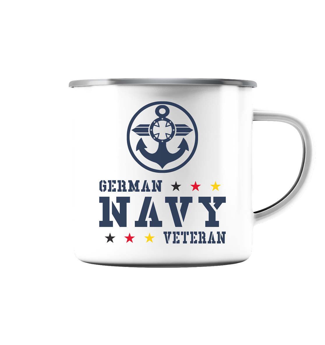GERMAN NAVY VETERAN ANKER - Emaille Tasse (Silber)