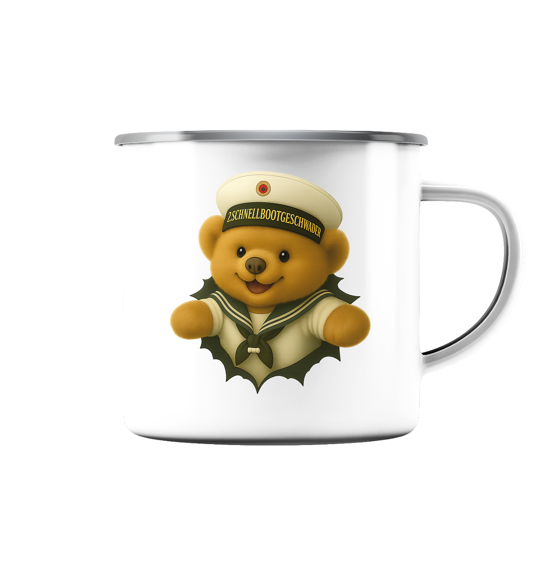 Teddy 2. SCHNELLBOOTGESCHWADER - Emaille Tasse (Silber)