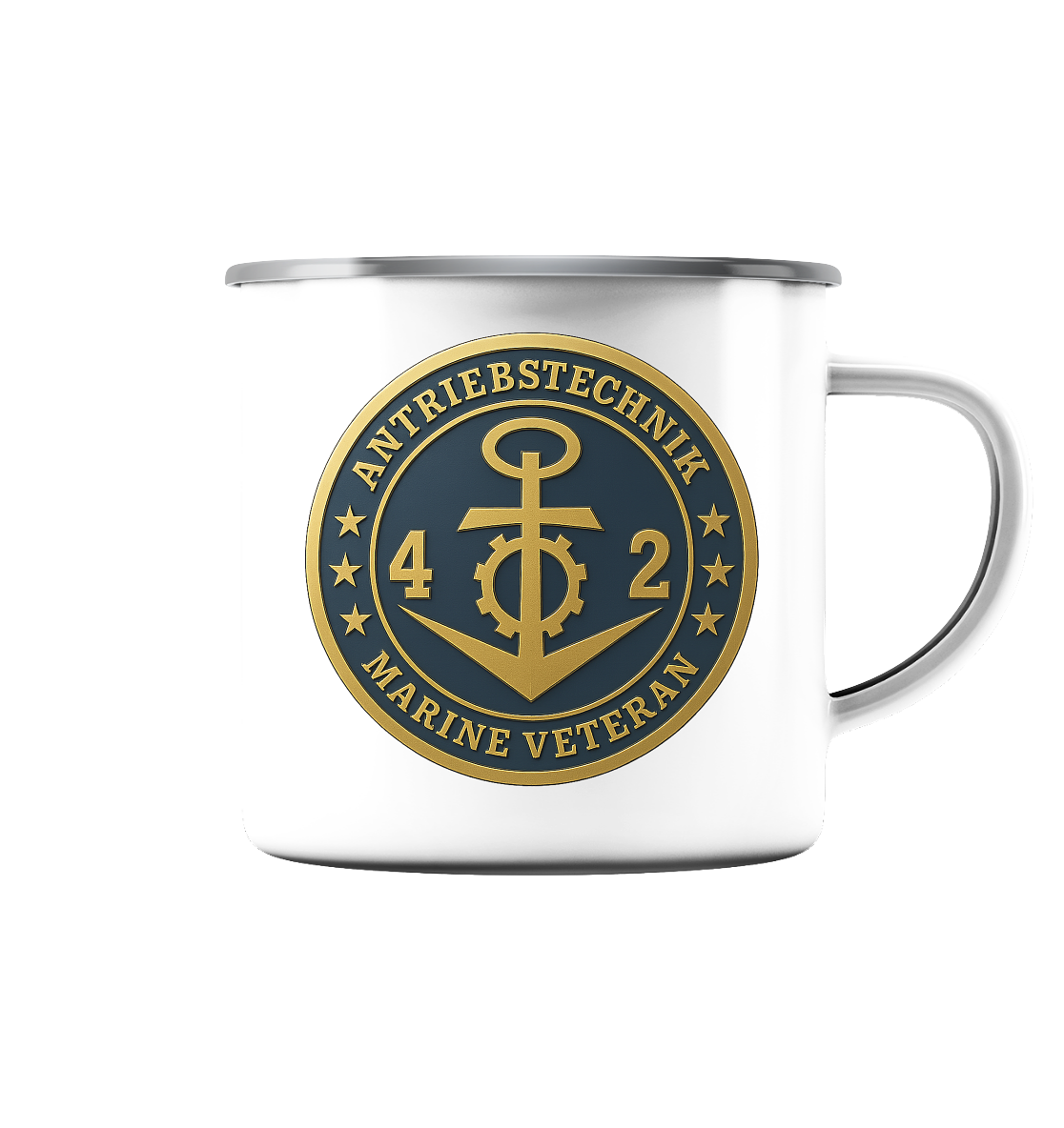 Marine Veteran 42er ANTRIEBSTECHNIK - Metalleffekt - Emaille Tasse (Silber)