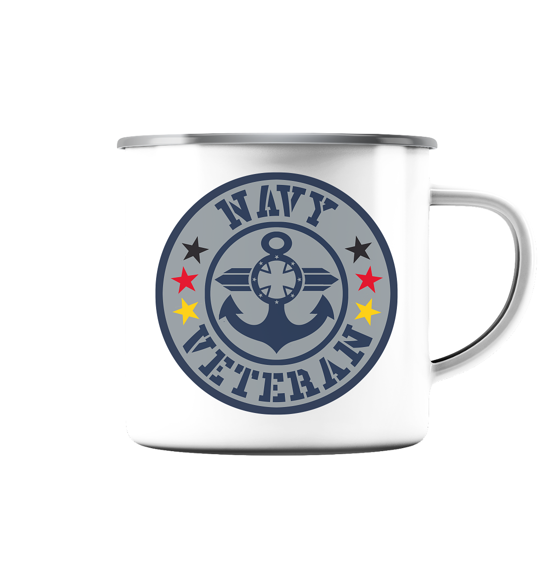NAVY VETERAN Sterne - Emaille Tasse (Silber)