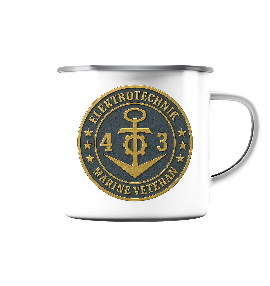 Marine Veteran 43er ELEKTROTECHNIK - Metalleffekt - Emaille Tasse (Silber)