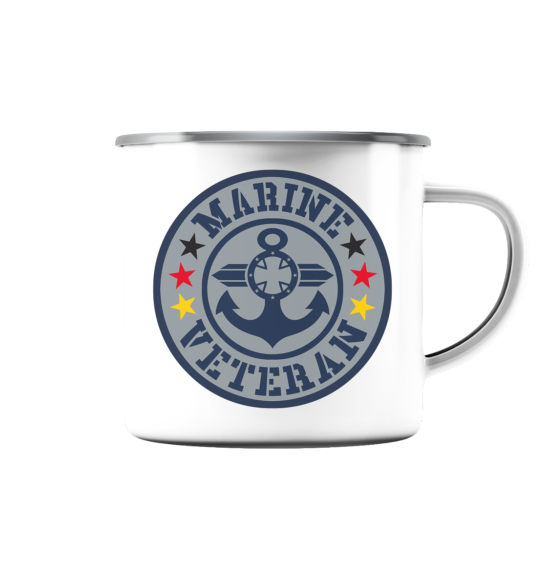 MARINE VETERAN Sterne - Emaille Tasse (Silber)