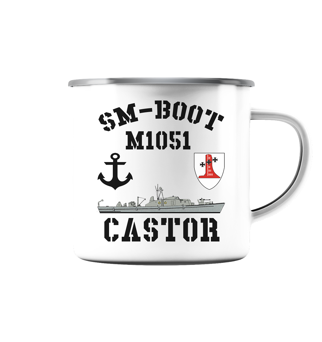 SM-Boot M1051 CASTOR 1.MSG - Emaille Tasse (Silber)