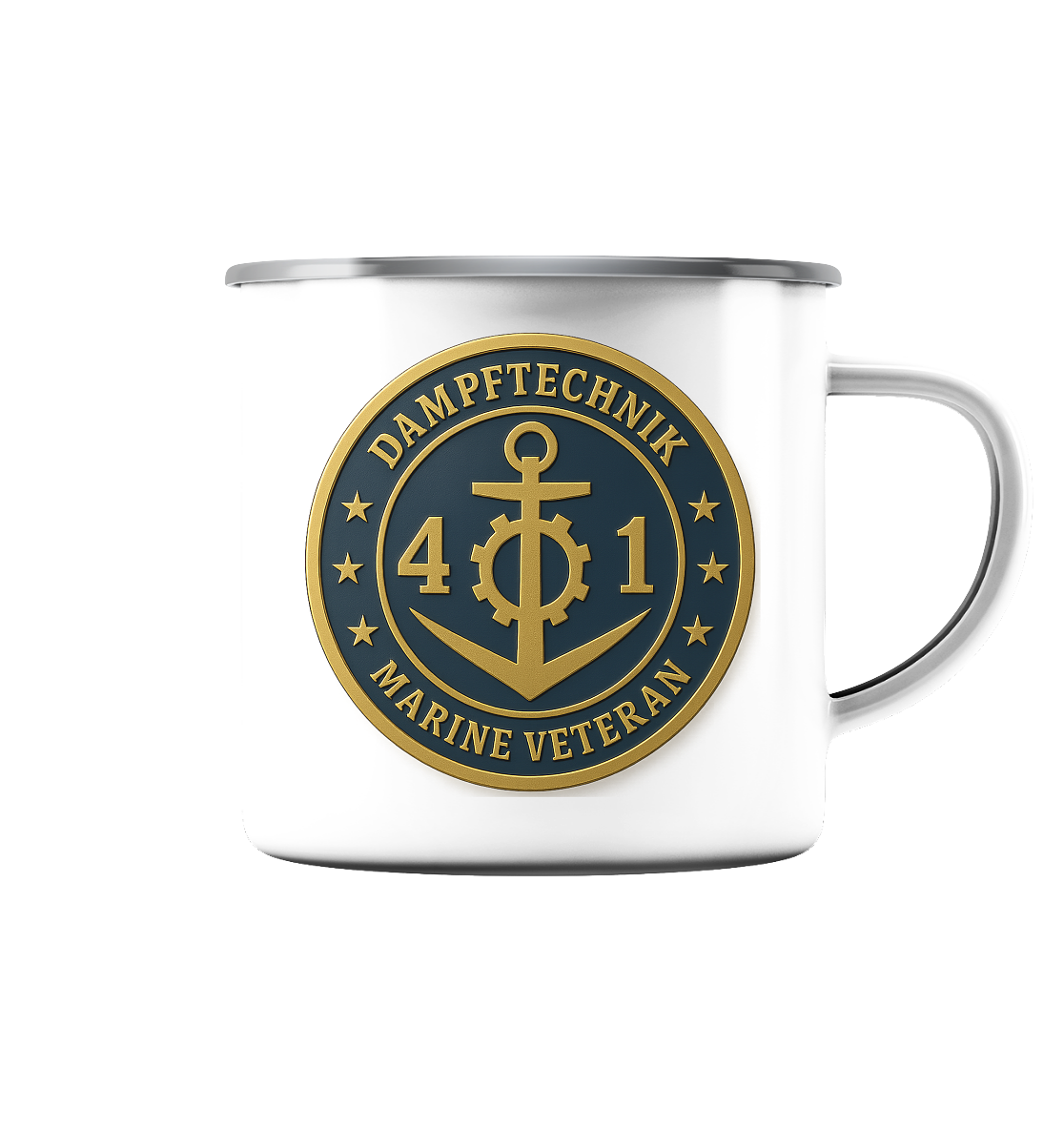 Marine Veteran 41er DAMPFTECHNIK - Metalleffekt - Emaille Tasse (Silber)