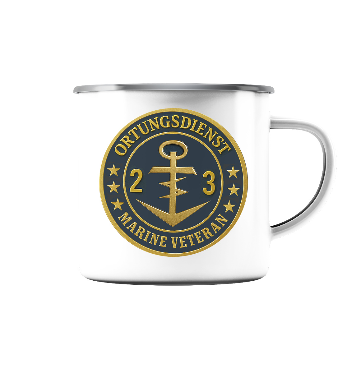 Marine Veteran 23er ORTUNG - Metalleffekt - Emaille Tasse (Silber)