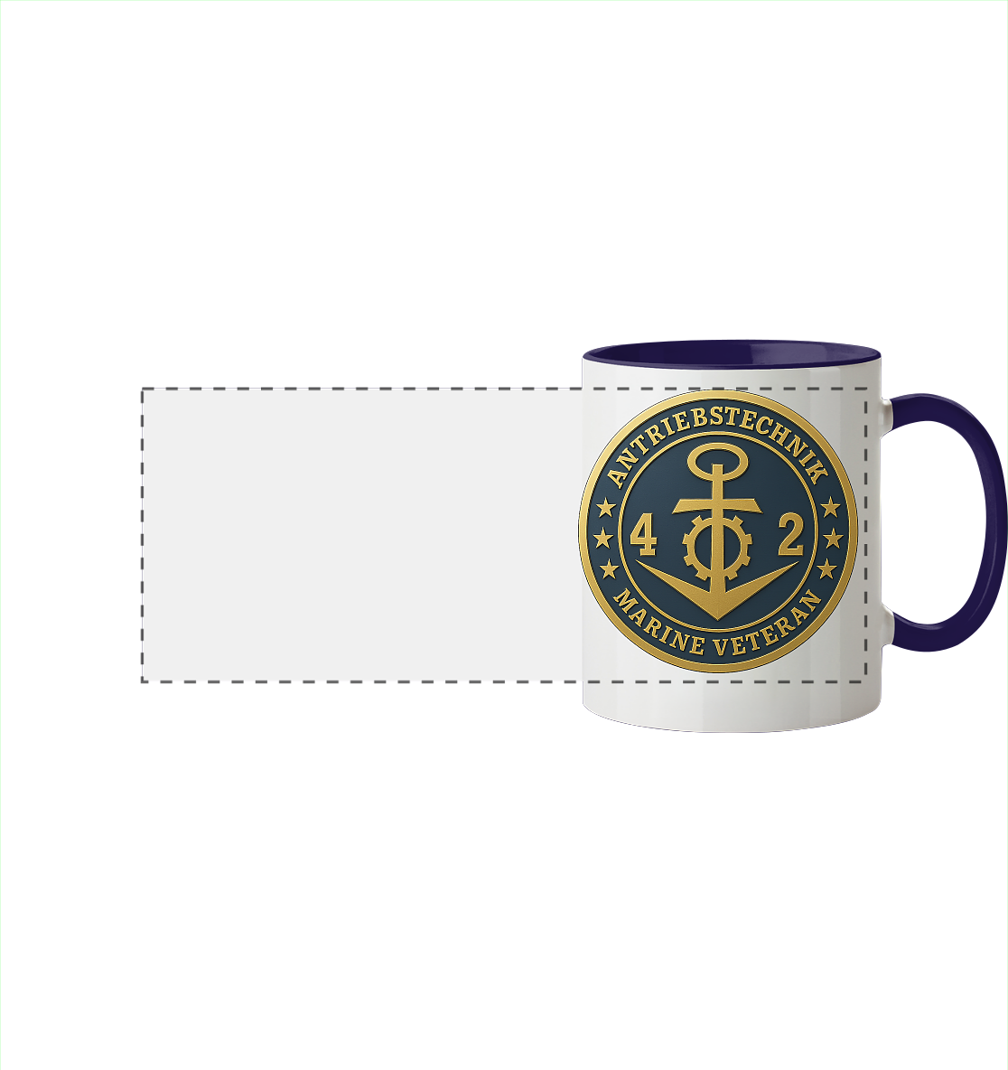 Marine Veteran 42er ANTRIEBSTECHNIK - Metalleffekt - Panorama Tasse zweifarbig