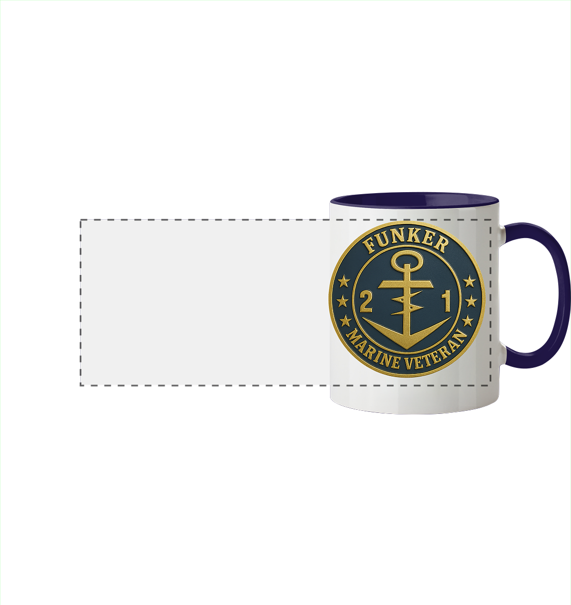 Marine Veteran 21er FUNKER - Metalleffekt - Panorama Tasse zweifarbig