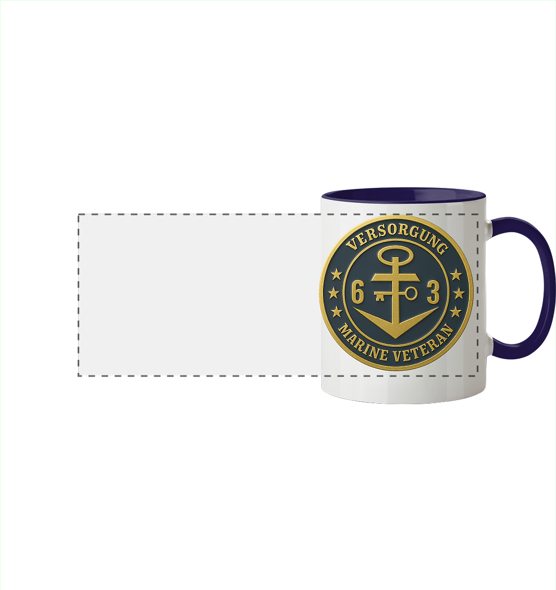 Marine Veteran 63er VERSORGUNG - Metalleffekt - Panorama Tasse zweifarbig