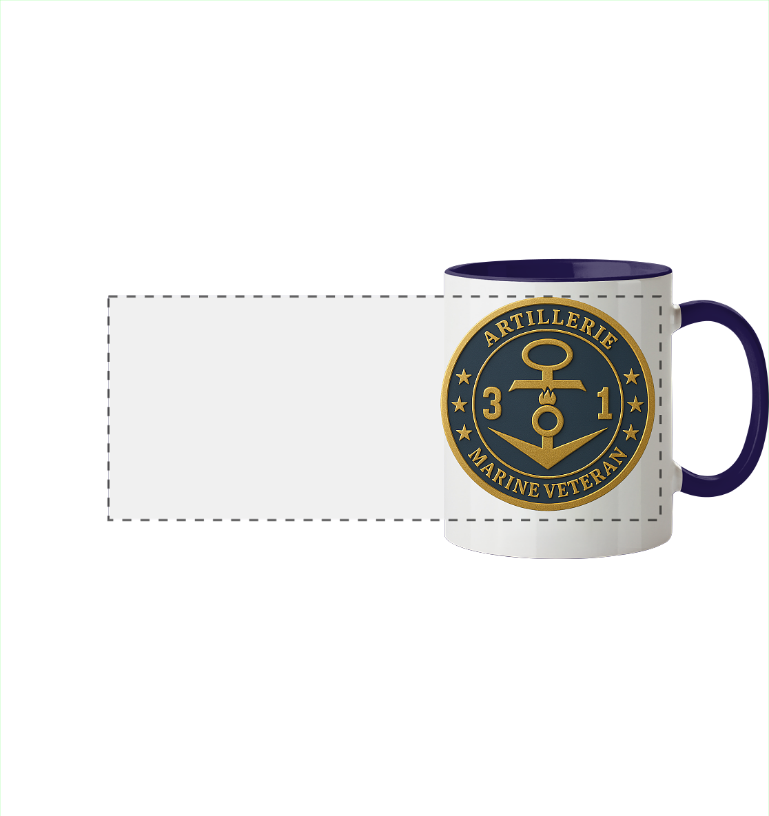 Marine Veteran 31er ARTILLERIE - Metalleffekt - Panorama Tasse zweifarbig