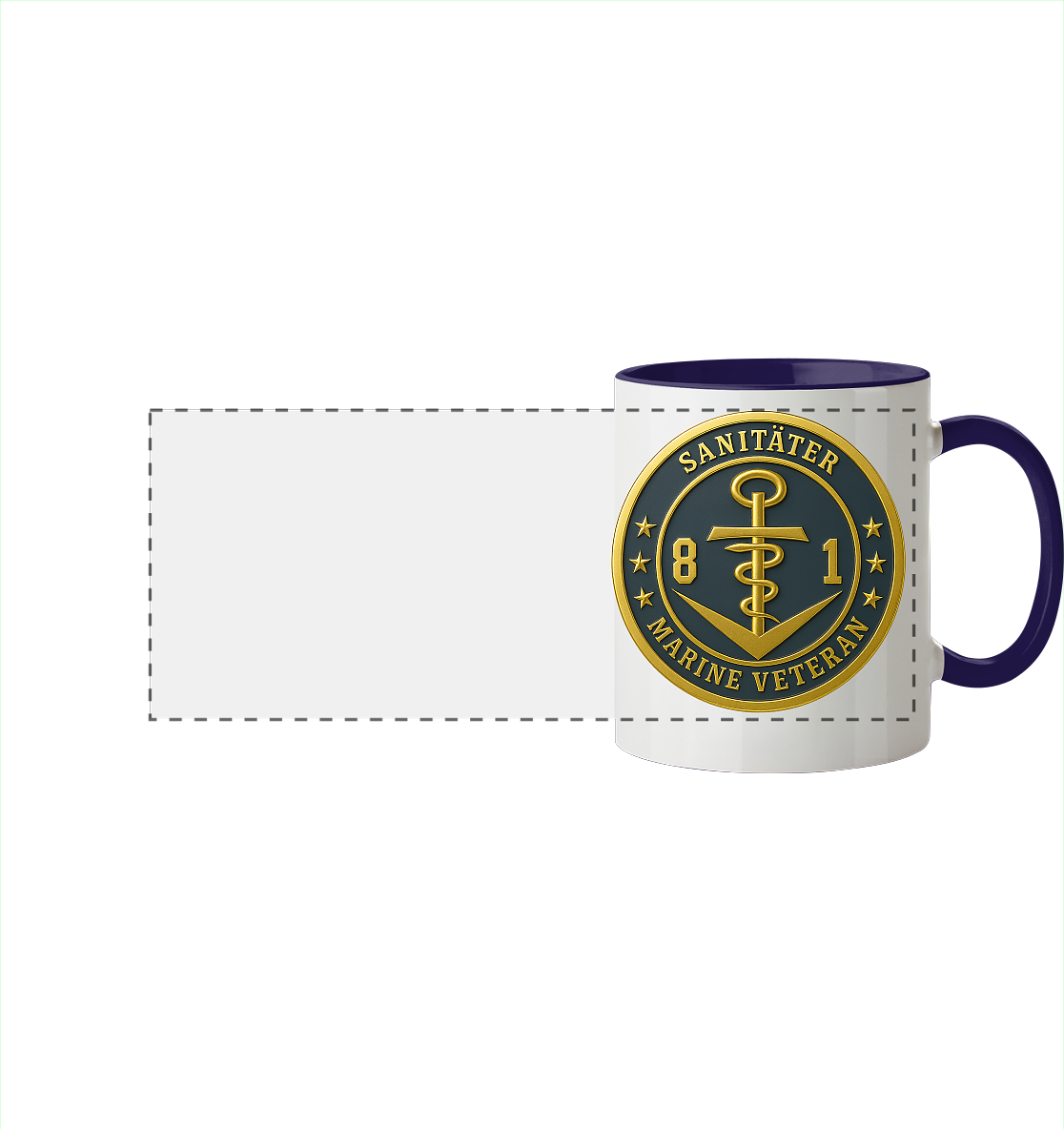 Marine Veteran 81er SANITÄTER - Metalleffekt - Panorama Tasse zweifarbig
