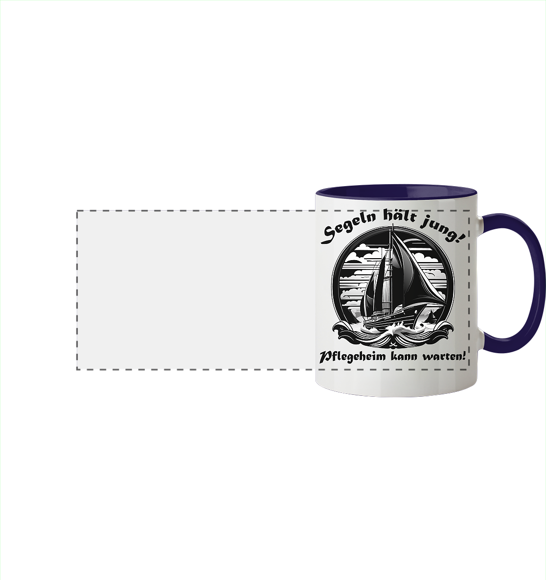 Segeln hält jung! - Panorama Tasse zweifarbig