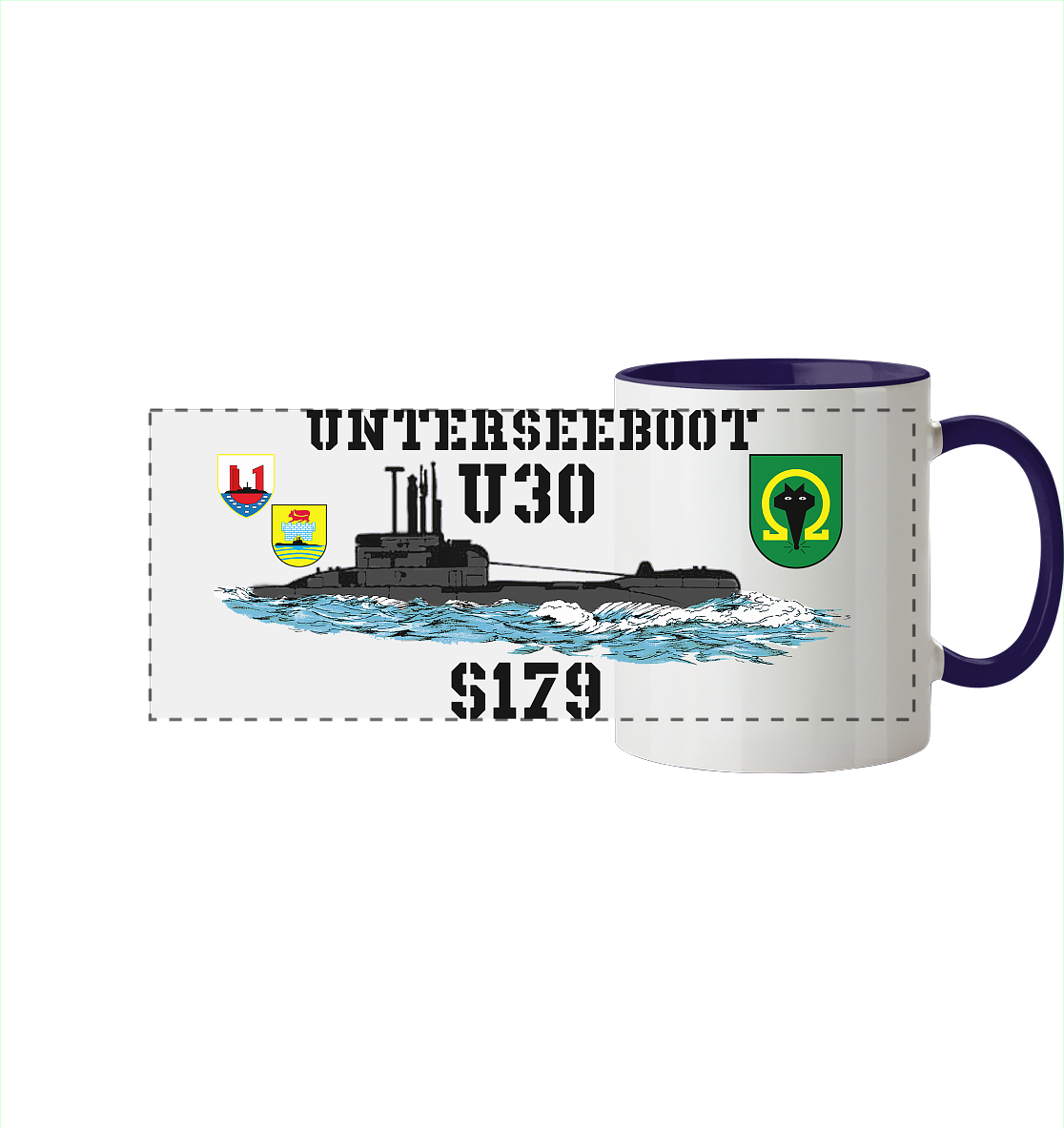 Unterseeboot S179 U30 - Panorama Tasse zweifarbig