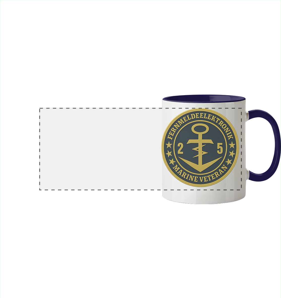 Marine Veteran 25er FERNMELDEELEKTRONIK- Metalleffekt - Panorama Tasse zweifarbig