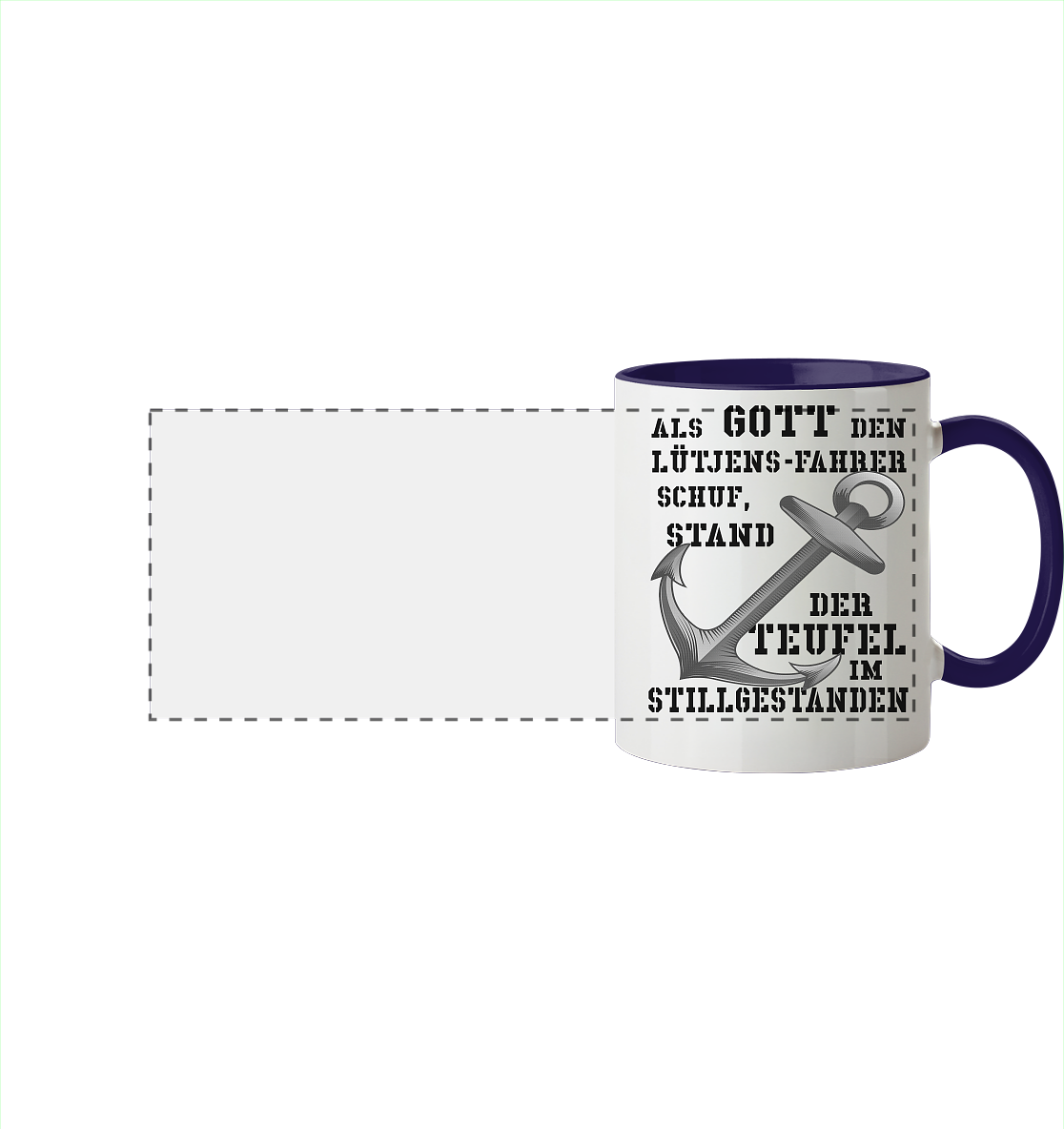 Als Gott den LÜTJENS-Fahrer schuf... - Panorama Tasse zweifarbig