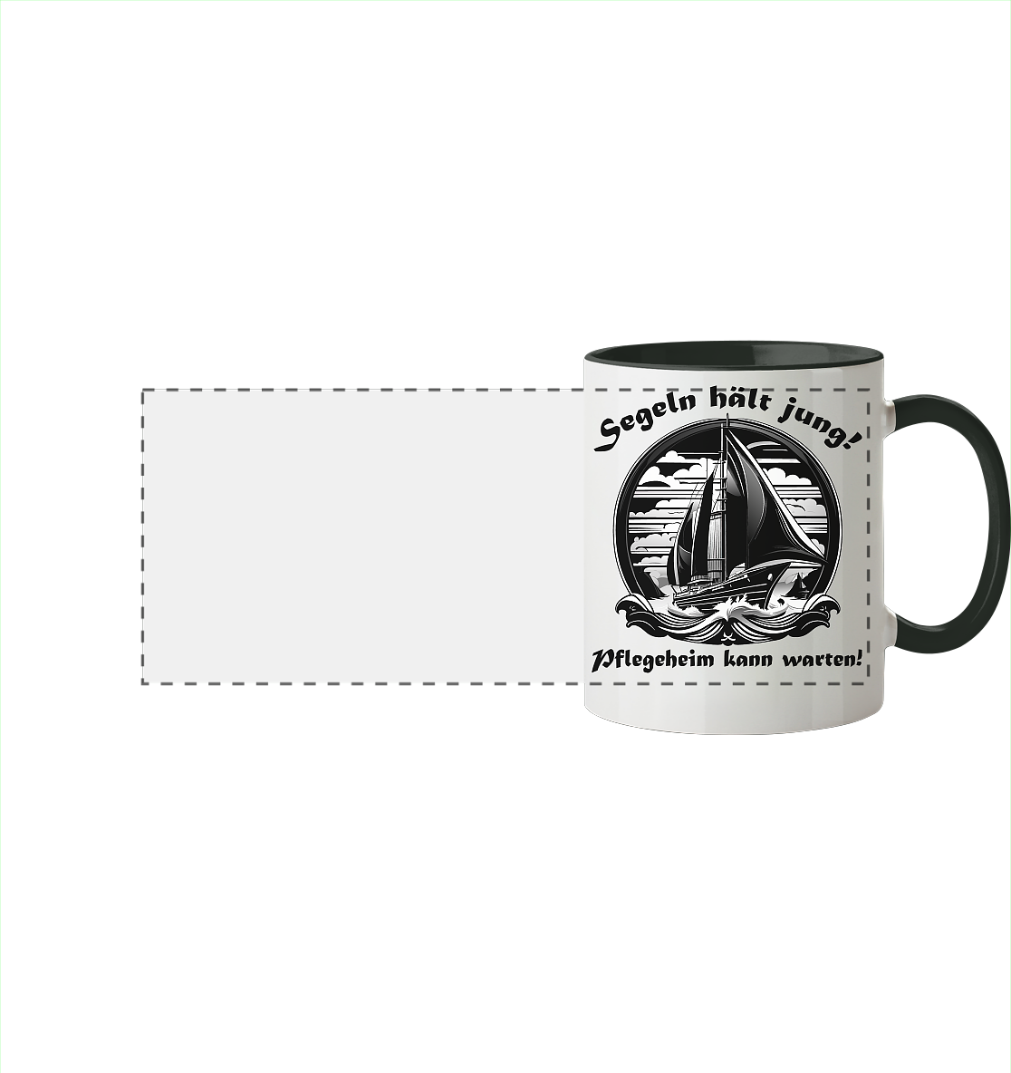 Segeln hält jung! - Panorama Tasse zweifarbig