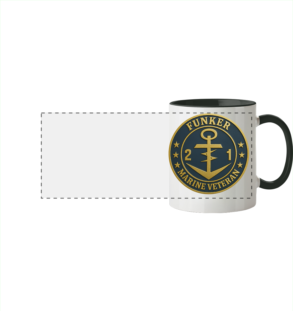 Marine Veteran 21er FUNKER - Metalleffekt - Panorama Tasse zweifarbig