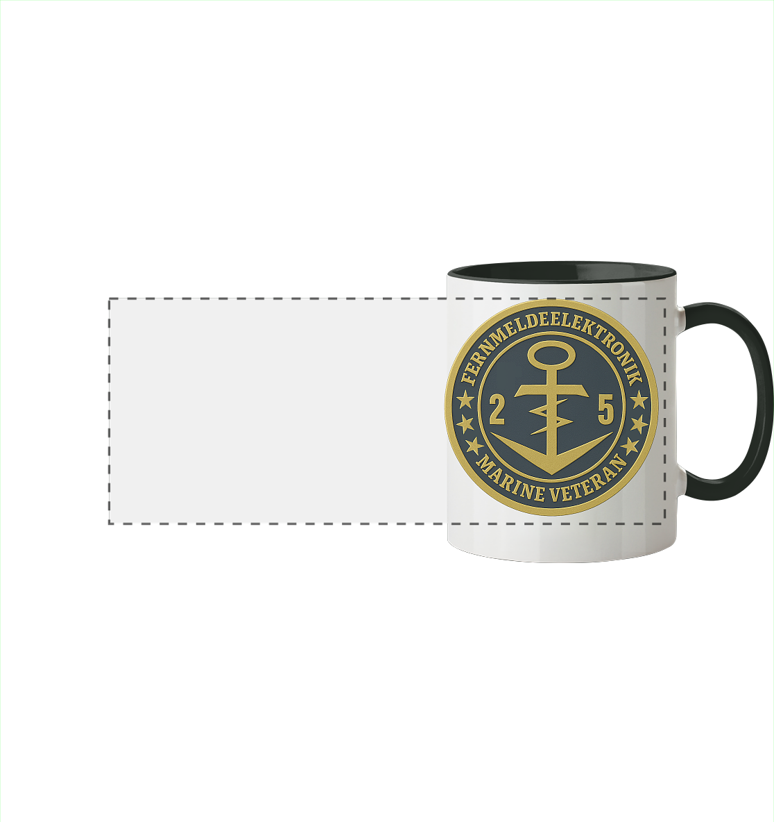Marine Veteran 25er FERNMELDEELEKTRONIK- Metalleffekt - Panorama Tasse zweifarbig