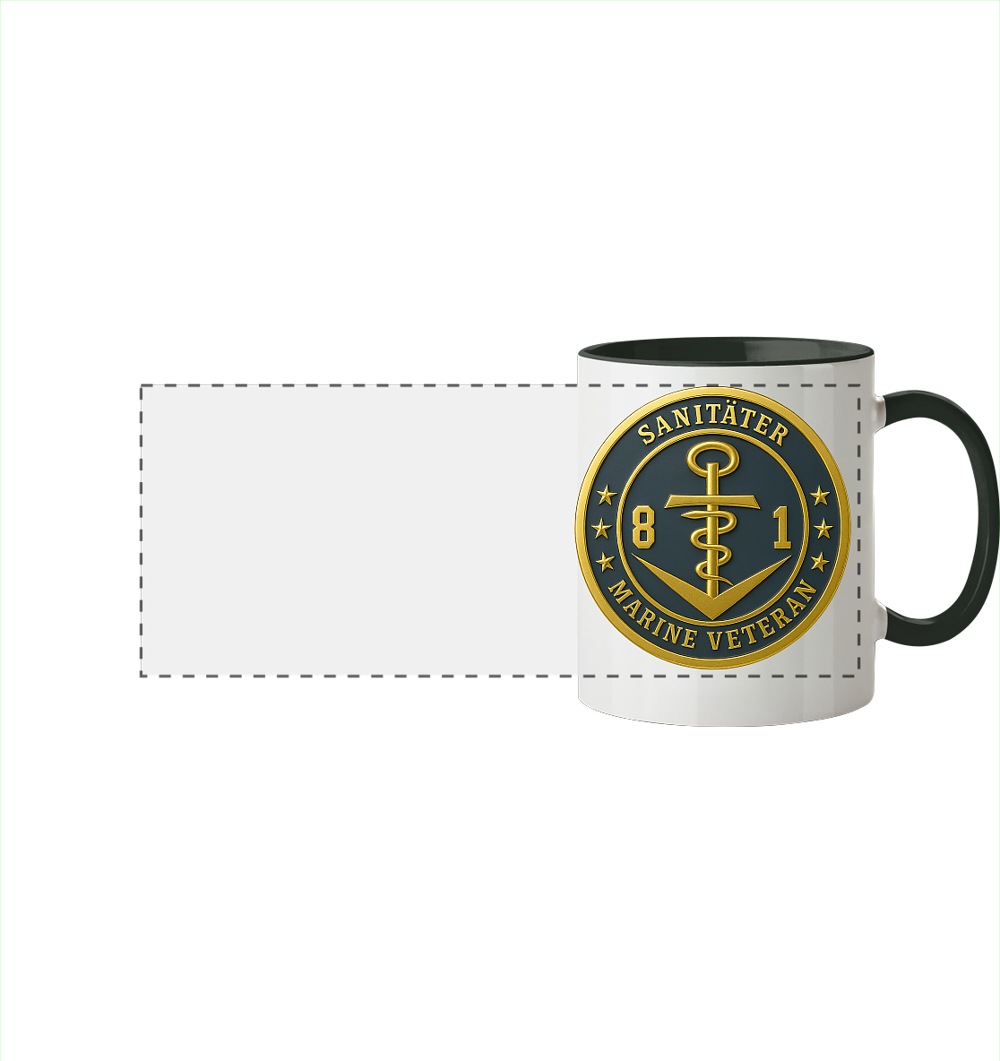 Marine Veteran 81er SANITÄTER - Metalleffekt - Panorama Tasse zweifarbig