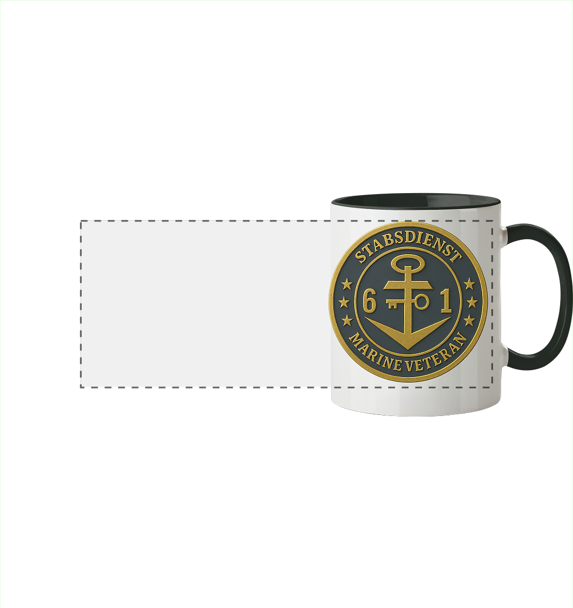 Marine Veteran 61er STABSDIENST - Metalleffekt - Panorama Tasse zweifarbig