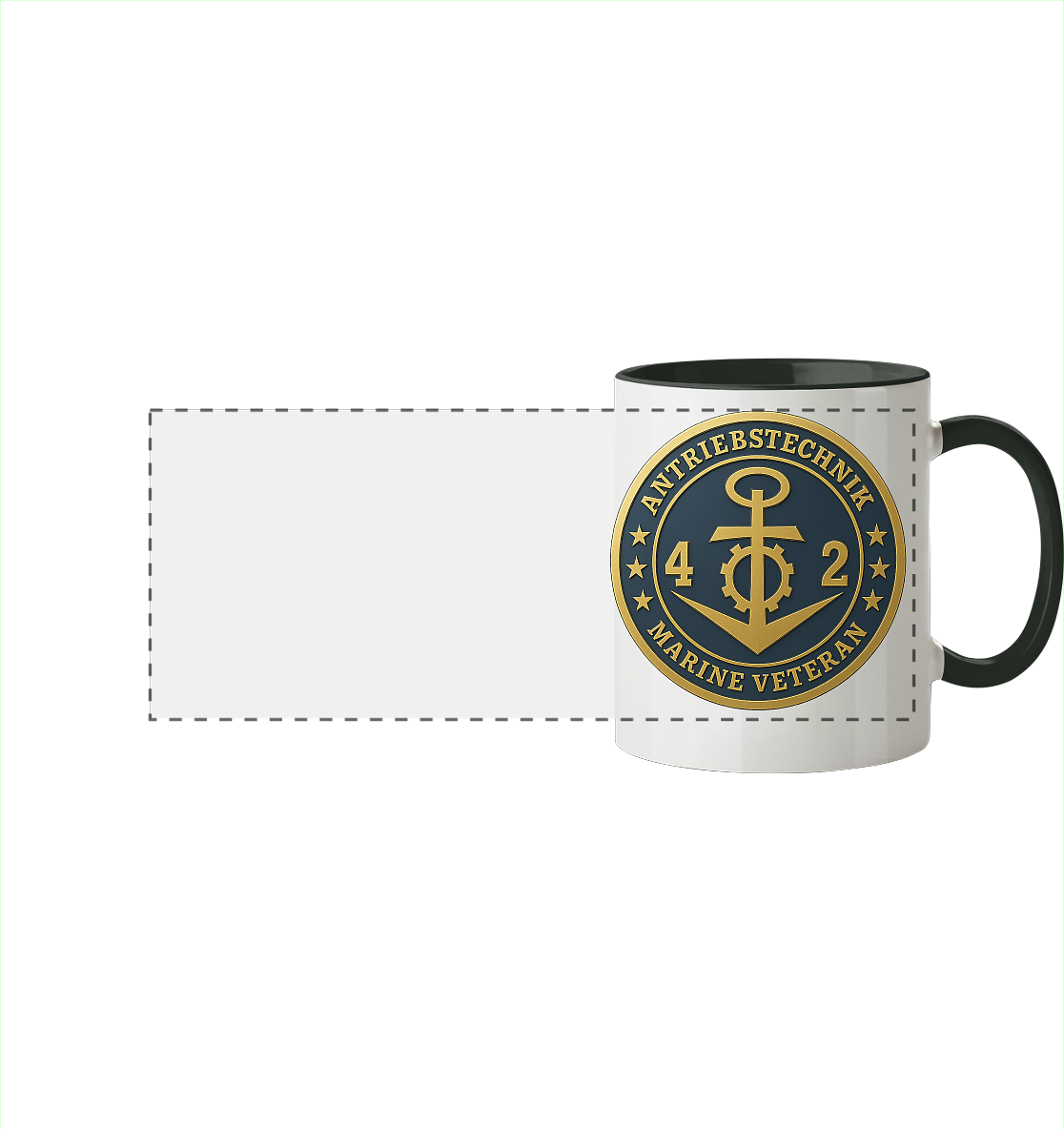 Marine Veteran 42er ANTRIEBSTECHNIK - Metalleffekt - Panorama Tasse zweifarbig