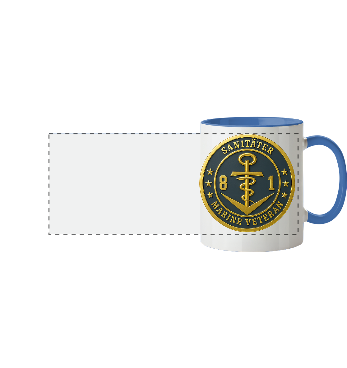 Marine Veteran 81er SANITÄTER - Metalleffekt - Panorama Tasse zweifarbig
