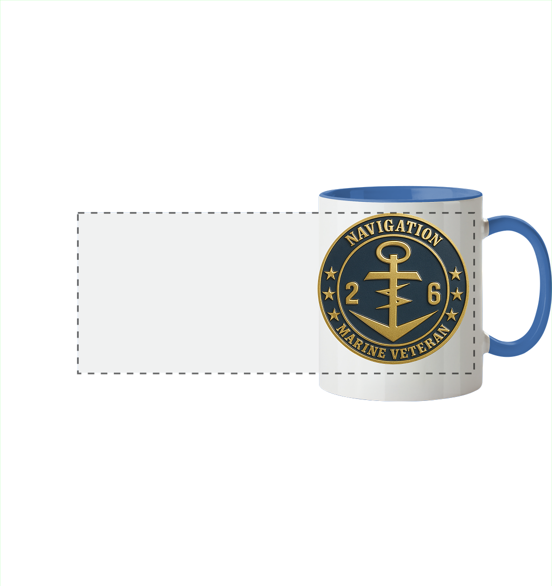 Marine Veteran 26er NAVIGATION - Metalleffekt - Panorama Tasse zweifarbig