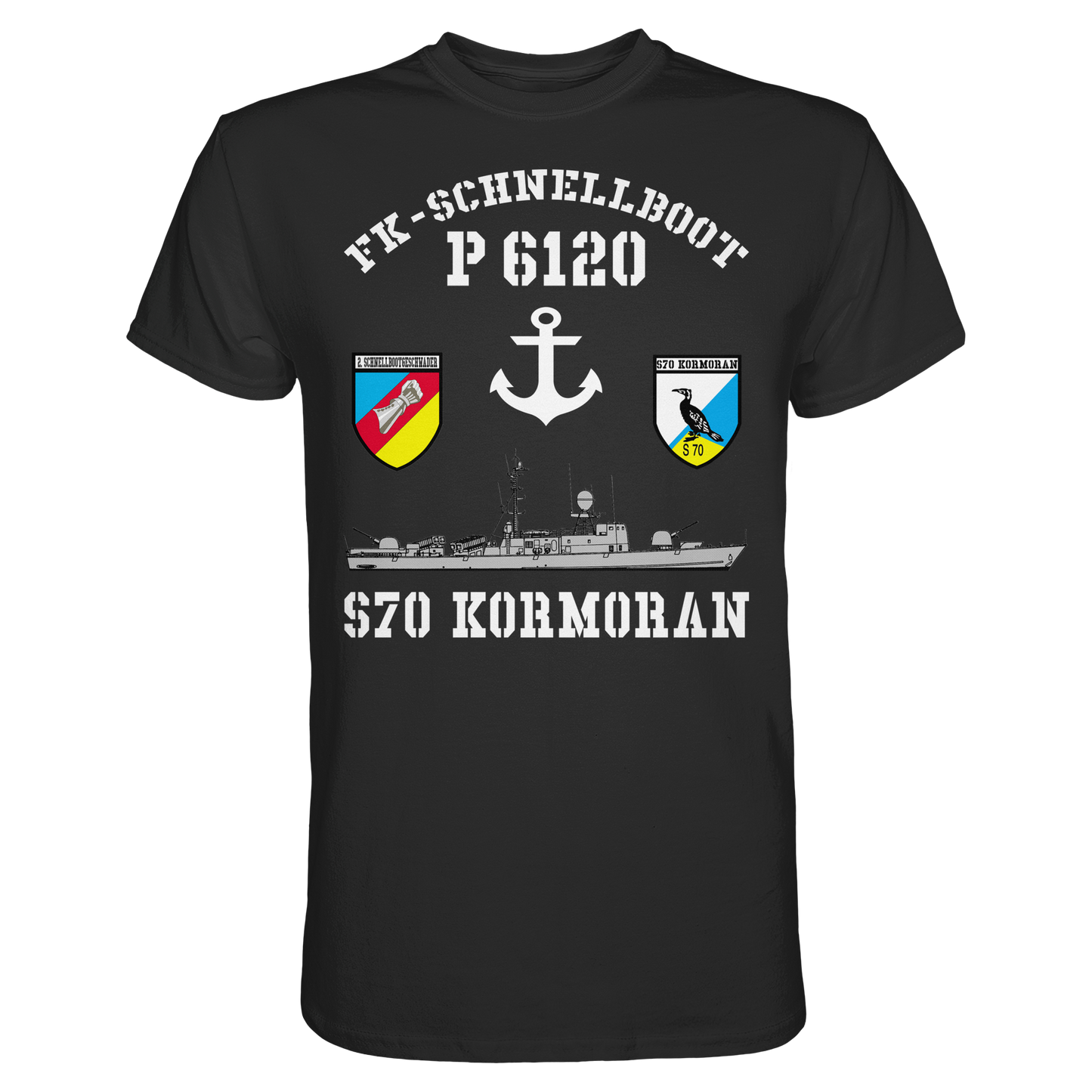 FK-Schnellboot S70 KORMORAN - Rückseite: Männer aus Stahl... - Premium Shirt