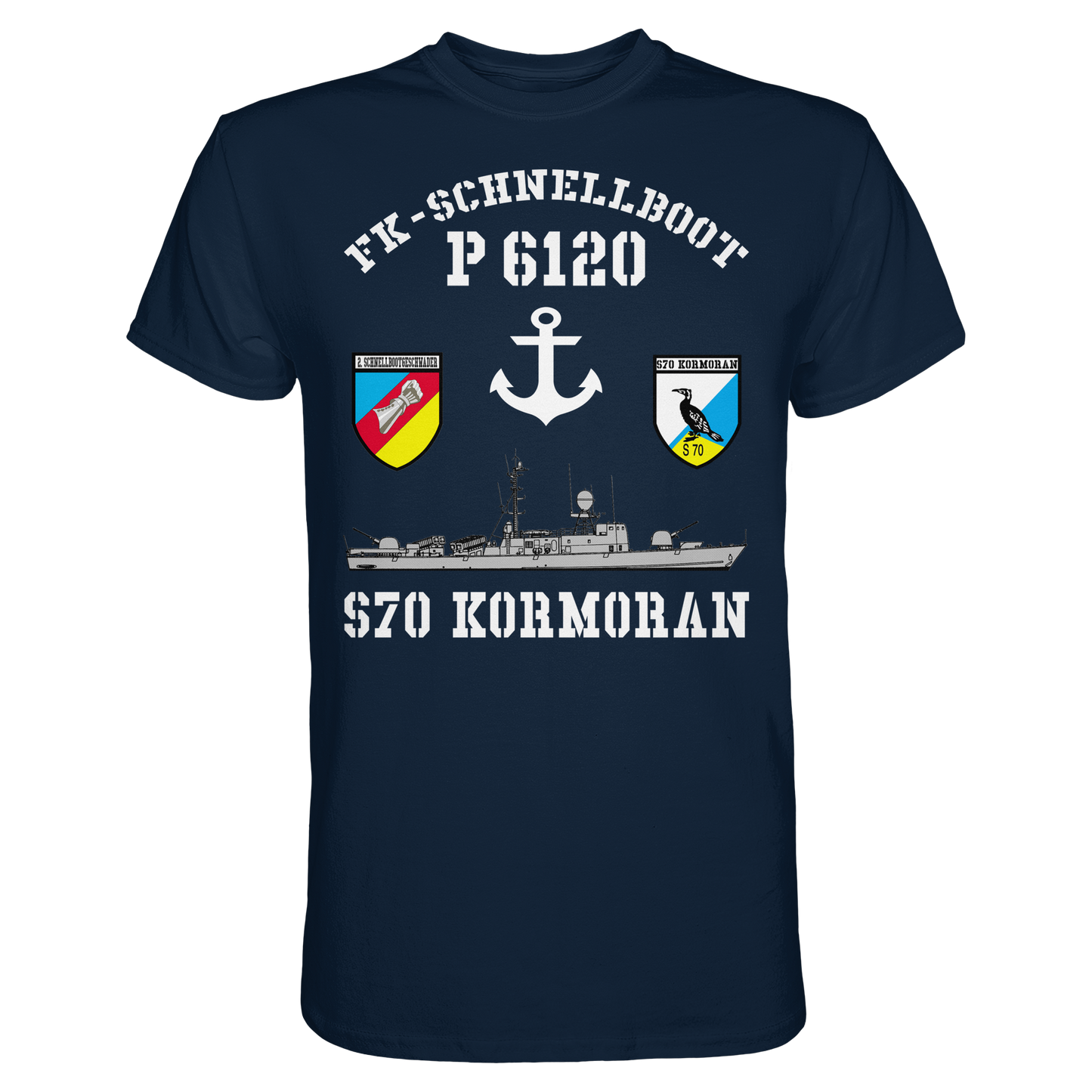 FK-Schnellboot S70 KORMORAN - Rückseite: Männer aus Stahl... - Premium Shirt