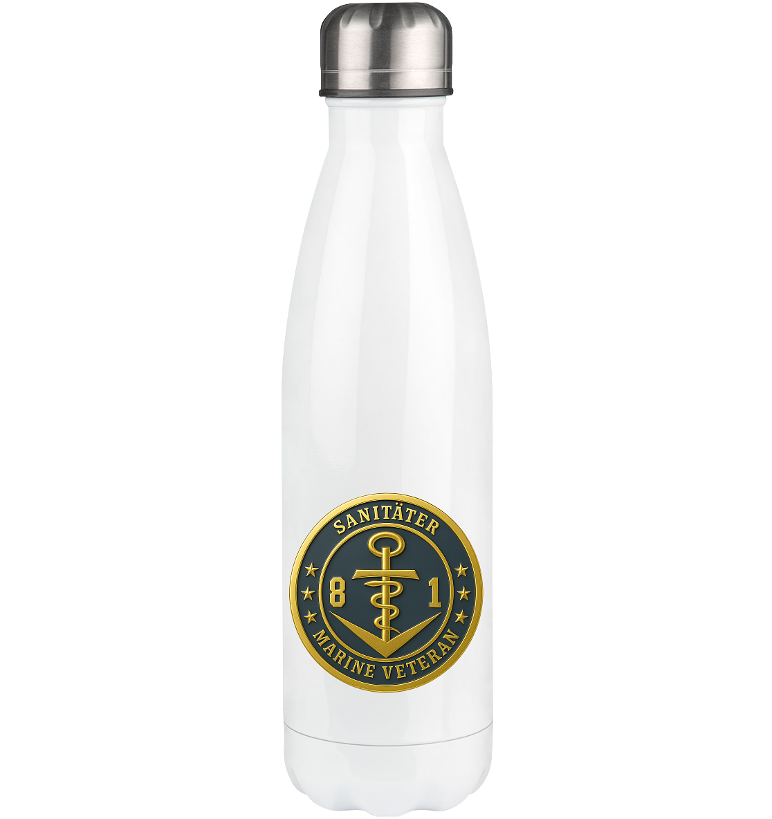 Marine Veteran 81er SANITÄTER - Metalleffekt - Thermoflasche 500ml