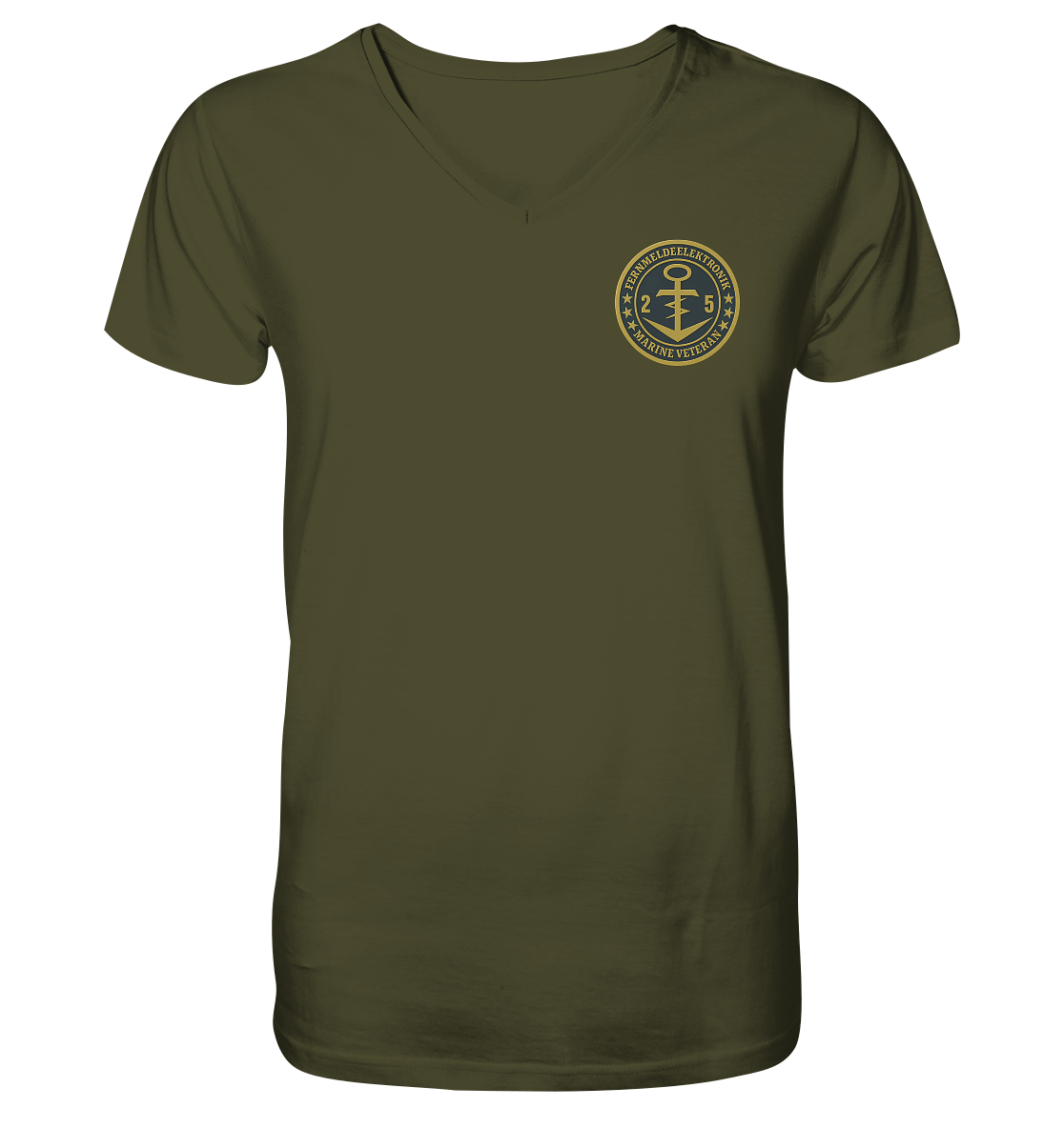 Marine Veteran 25er FERNMELDEELEKTRONIK- Metalleffekt - V-Neck Shirt
