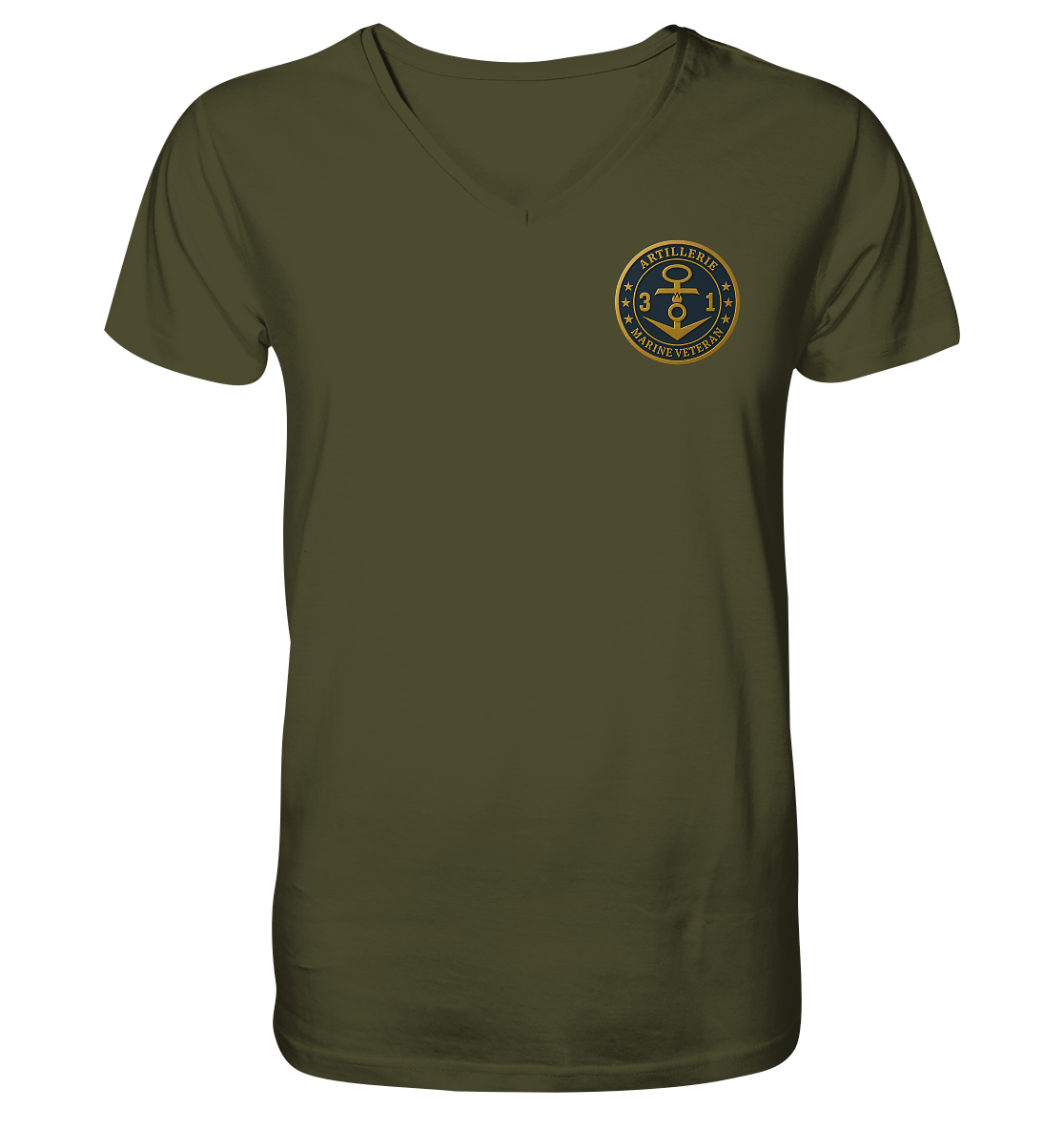 Marine Veteran 31er ARTILLERIE - Metalleffekt - V-Neck Shirt
