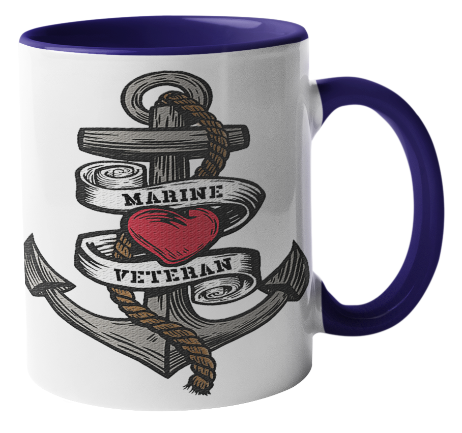 Kaffeebecher Anker-Herz MARINE V.E.T.E.R.A.N.