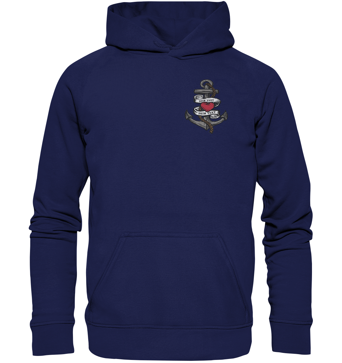 Anker mit Herz Brustlogo Personalisiert mit deinem Text - Basic Unisex Hoodie