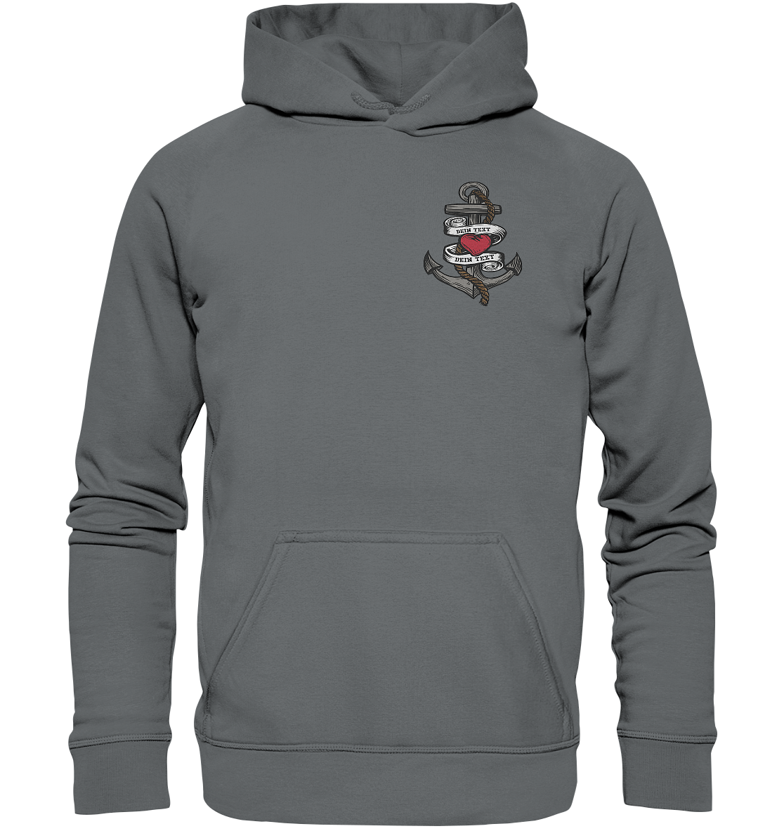 Anker mit Herz Brustlogo Personalisiert mit deinem Text - Basic Unisex Hoodie