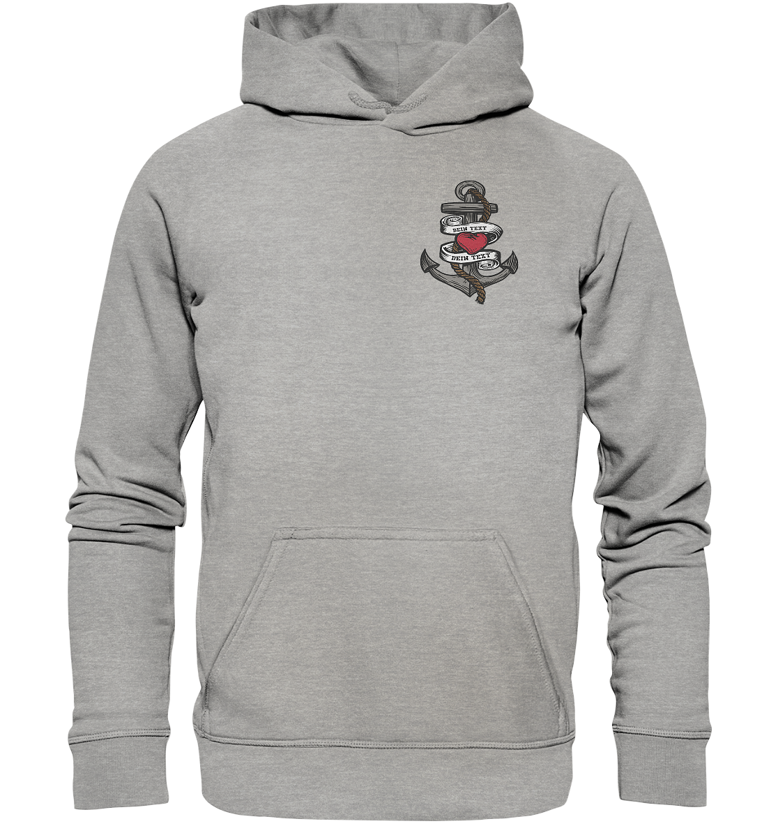 Anker mit Herz Brustlogo Personalisiert mit deinem Text - Basic Unisex Hoodie