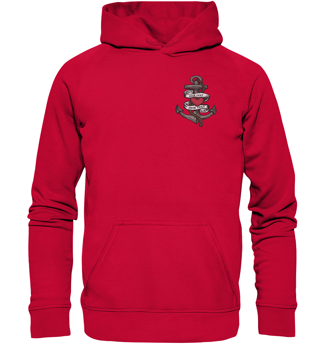Anker mit Herz Brustlogo Personalisiert mit deinem Text - Basic Unisex Hoodie