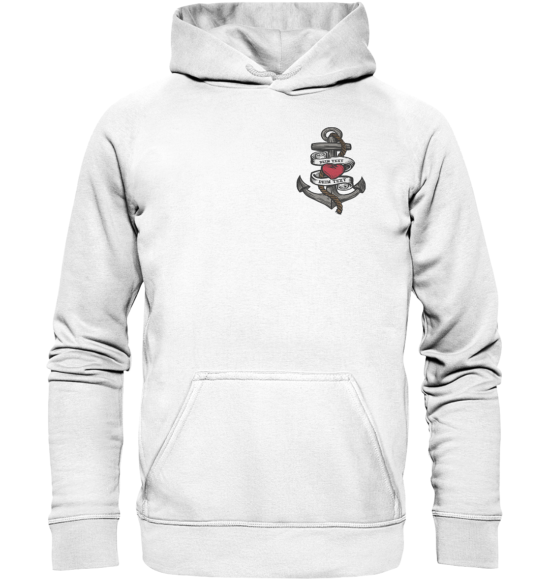 Anker mit Herz Brustlogo Personalisiert mit deinem Text - Basic Unisex Hoodie