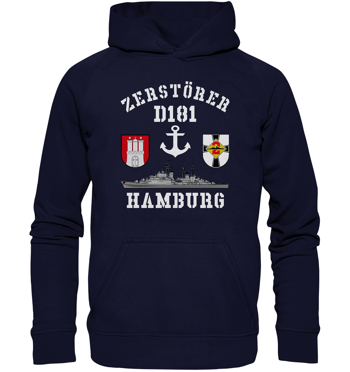 Zerstörer D181 HAMBURG Anker - Basic Unisex Hoodie XL