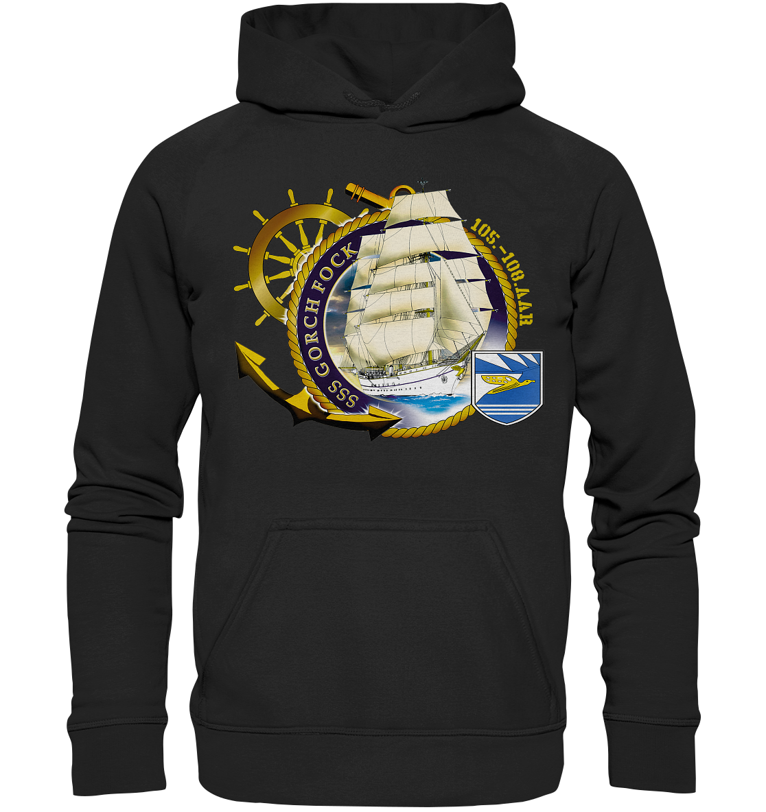 SSS GORCH FOCK 105.-108 AAR beidseitiger Druck - Basic Unisex Hoodie XL