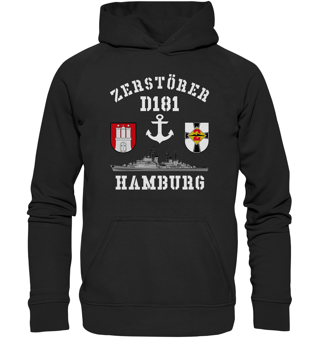 Zerstörer D181 HAMBURG Anker - Basic Unisex Hoodie XL