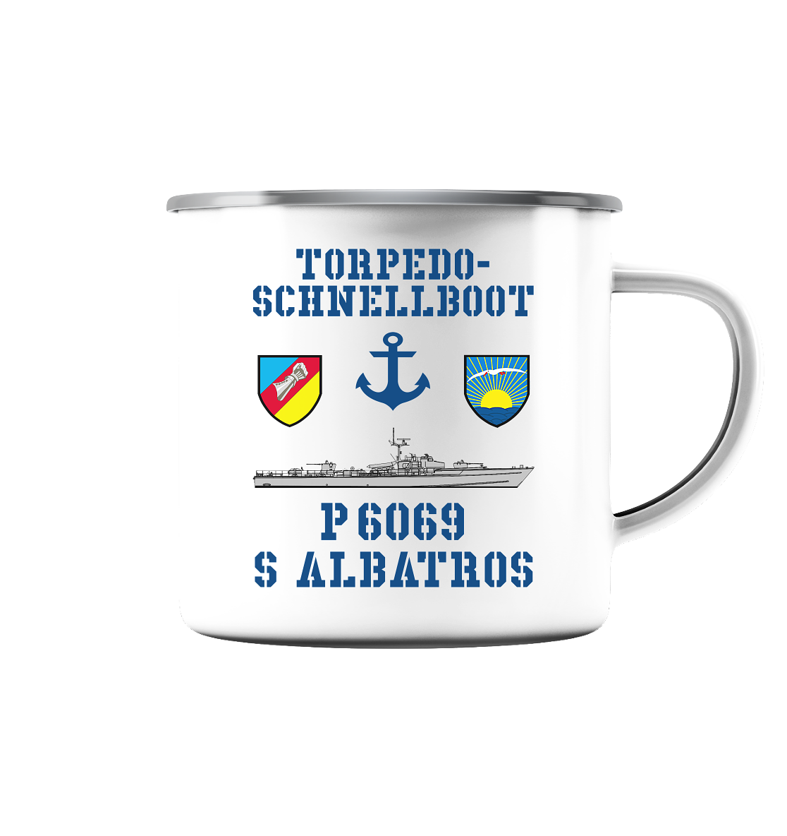 Torpedo-Schnellboot P6069 ALBATROS Anker - Emaille Tasse (Silber)