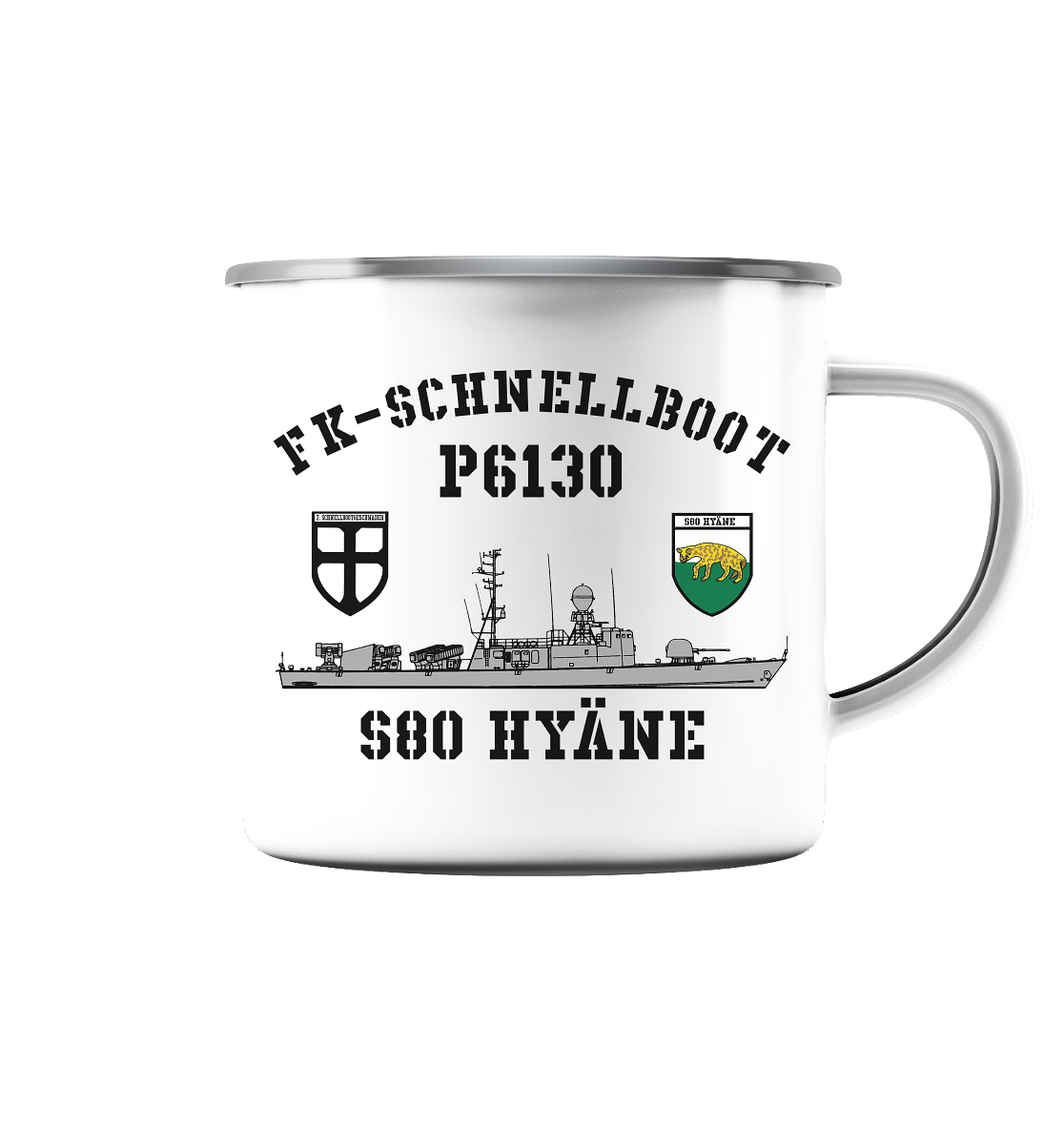 P6130 S80 HYÄNE 7.SG - Emaille Tasse (Silber)