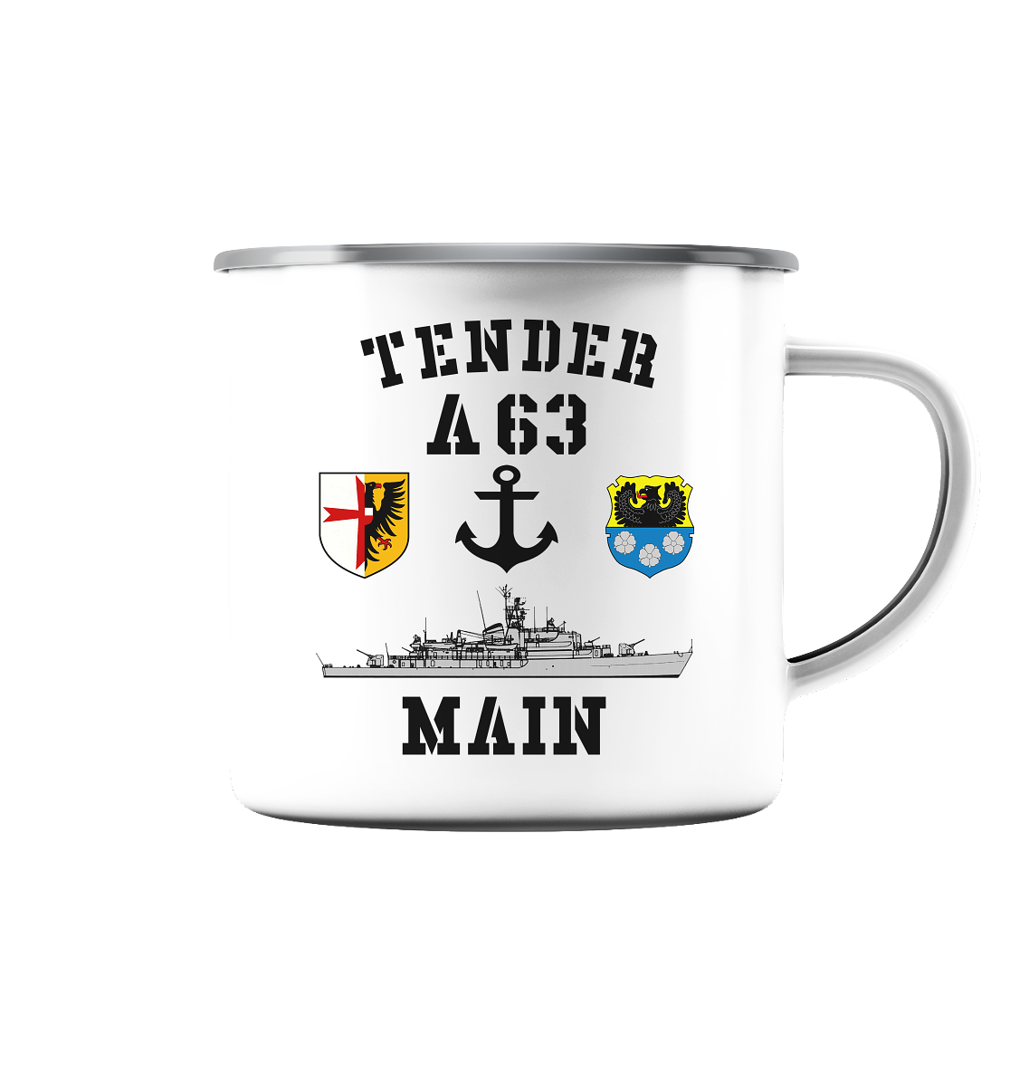 Tender A63 MAIN 5.SG ANKER - Emaille Tasse (Silber)