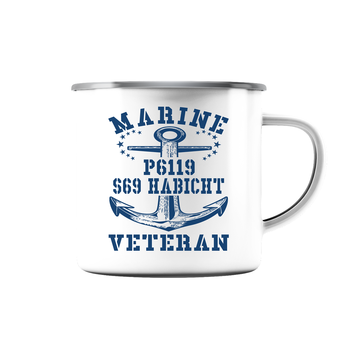 FK-Schnellboot P6119 HABICHT Marine Veteran - Emaille Tasse (Silber)