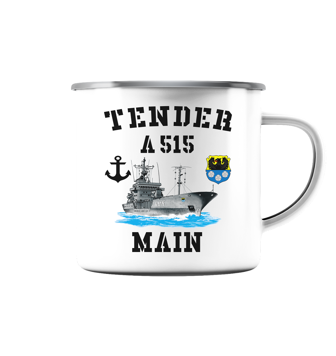Tender A515 MAIN Anker - Emaille Tasse (Silber)